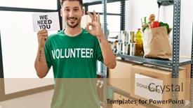  Presentation with volunteer - Slide deck enhanced with young-hispanic-man-wearing-volunteer background and a coral colored foreground