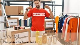  Presentation with volunteer - Slide deck enhanced with young-hispanic-man-wearing-volunteer background and a coral colored foreground