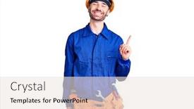  Presentation with office ergonomics man worker exercising - Slides featuring young-hispanic-man-wearing-worker background and a sky blue colored foreground