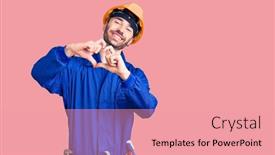  Presentation with heart love - Presentation theme having young-hispanic-man-wearing-worker background and a coral colored foreground