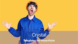  Presentation with worker - Slide set consisting of young-hispanic-man-wearing-worker background and a ocean colored foreground