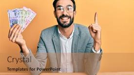  Presentation with beard - Presentation theme with young-hispanic-man-with-beard background and a coral colored foreground
