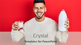  Presentation with plastic bottle - Audience pleasing theme consisting of young-hispanic-man-with-beard backdrop and a light gray colored foreground