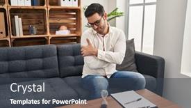  Presentation with self care - Presentation theme consisting of young-hispanic-man-with-beard background and a dark gray colored foreground