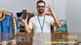  Presentation with beard - Slide deck having young-hispanic-man-with-beard background and a tawny brown colored foreground