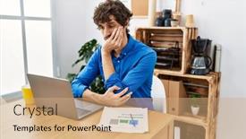  Presentation with working - Slide set enhanced with young-hispanic-man-with-beard background and a coral colored foreground