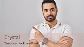 Presentation with beard - Slides having young-hispanic-man-with-beard background and a coral colored foreground