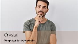  Presentation with beard - PPT layouts featuring young-hispanic-man-with-beard background and a coral colored foreground