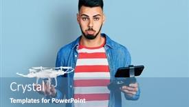  Presentation with beard - Slide deck enhanced with young-hispanic-man-with-beard background and a teal colored foreground