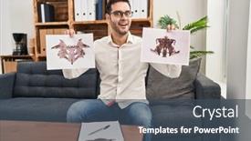  Presentation with beard - PPT theme enhanced with young-hispanic-man-with-beard background and a ocean colored foreground