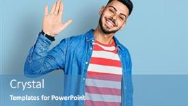  Presentation with beard - Slide set consisting of young-hispanic-man-with-beard background and a  colored foreground