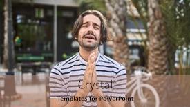  Presentation with praying hands - PPT theme with young-hispanic-man-with-beard background and a coral colored foreground