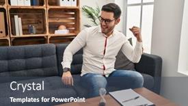  Presentation with beard - PPT theme with young-hispanic-man-with-beard background and a ocean colored foreground