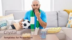  Presentation with beard - Presentation theme consisting of young-hispanic-man-with-beard background and a coral colored foreground