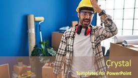  Presentation with home renovation - Presentation theme enhanced with young-hispanic-man-with-beard background and a  colored foreground