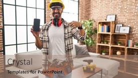  Presentation with home renovation - PPT layouts featuring young-hispanic-man-with-beard background and a  colored foreground