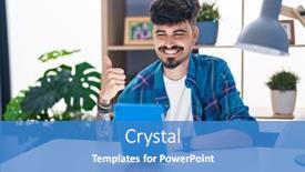  Presentation with beard - Theme having young-hispanic-man-with-beard background and a teal colored foreground