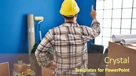  Presentation with home renovation - Presentation enhanced with young-hispanic-man-with-beard background and a violet colored foreground