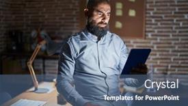  Presentation with 3 d man person - Theme enhanced with young-hispanic-man-with-beard background and a ocean colored foreground