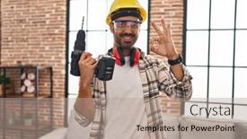  Presentation with home renovation - PPT theme enhanced with young-hispanic-man-with-beard background and a  colored foreground