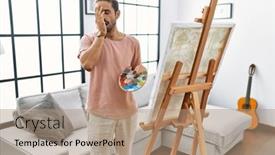  Presentation with face pain - PPT layouts enhanced with young-hispanic-man-with-beard background and a  colored foreground