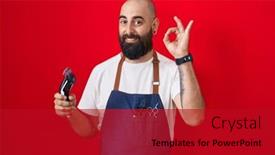  Presentation with beard - PPT theme featuring young-hispanic-man-with-beard background and a crimson colored foreground