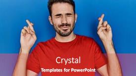  Presentation with blue eyes - PPT theme enhanced with young-hispanic-man-with-beard background and a crimson colored foreground