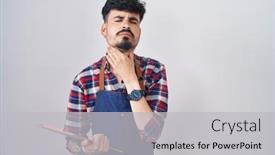  Presentation with infection - Presentation theme enhanced with young-hispanic-man-with-beard background and a light gray colored foreground