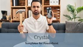  Presentation with beard - Slide set having young-hispanic-man-with-beard background and a light blue colored foreground