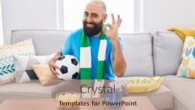  Presentation with hooligan - Presentation with young-hispanic-man-with-beard background and a coral colored foreground