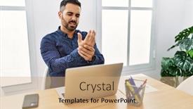  Presentation with arthritis - Presentation design enhanced with young-hispanic-man-with-beard background and a coral colored foreground