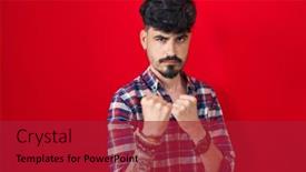  Presentation with beard - Slide deck featuring young-hispanic-man-with-beard background and a crimson colored foreground