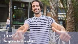  Presentation with outdoors - Slide set with young-hispanic-man-with-beard background and a  colored foreground