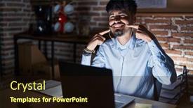  Presentation with dental office - Presentation design enhanced with young-hispanic-man-with-beard background and a wine colored foreground