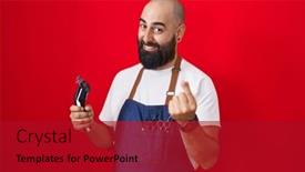  Presentation with barber - Theme featuring young-hispanic-man-with-beard background and a crimson colored foreground