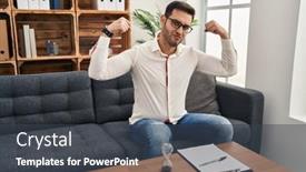  Presentation with working - Theme enhanced with young-hispanic-man-with-beard background and a dark gray colored foreground