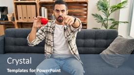  Presentation with confident love - Presentation theme enhanced with young-hispanic-man-with-beard background and a  colored foreground