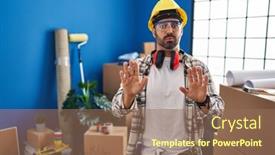  Presentation with forbidden - Theme having young-hispanic-man-with-beard background and a  colored foreground
