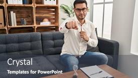  Presentation with violence - Presentation theme consisting of young-hispanic-man-with-beard background and a dark gray colored foreground