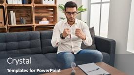  Presentation with working - Presentation theme enhanced with young-hispanic-man-with-beard background and a dark gray colored foreground