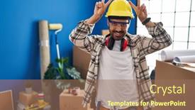  Presentation with home renovation - Theme enhanced with young-hispanic-man-with-beard background and a coral colored foreground