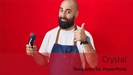  Presentation with razor - Presentation with young-hispanic-man-with-beard background and a crimson colored foreground