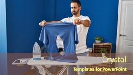 Presentation with laundry room - Presentation theme having young-hispanic-man-with-beard background and a tawny brown colored foreground