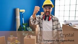  Presentation with renovation - Presentation enhanced with young-hispanic-man-with-beard background and a coral colored foreground
