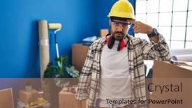  Presentation with skin infection - Slide set with young-hispanic-man-with-beard background and a coral colored foreground