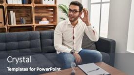  Presentation with hearing - Presentation design consisting of young-hispanic-man-with-beard background and a dark gray colored foreground