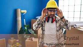  Presentation with renovation - Presentation theme enhanced with young-hispanic-man-with-beard background and a coral colored foreground