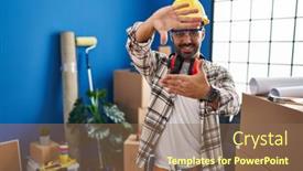  Presentation with home renovation - Theme featuring young-hispanic-man-with-beard background and a violet colored foreground