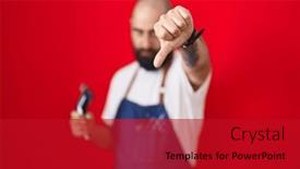  Presentation with barber - Slide deck having young-hispanic-man-with-beard background and a crimson colored foreground