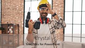  Presentation with home renovation - Presentation design enhanced with young-hispanic-man-with-beard background and a coral colored foreground